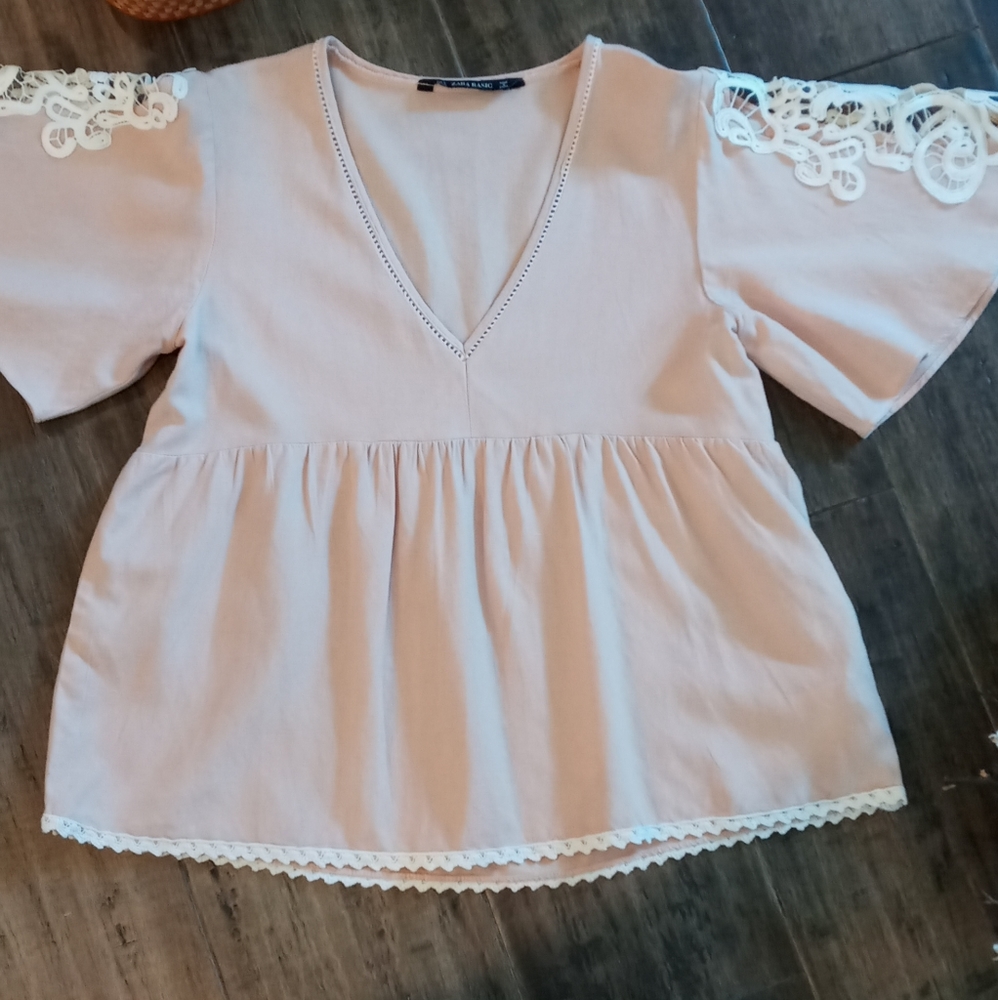 Zara Basic Cream Blouse